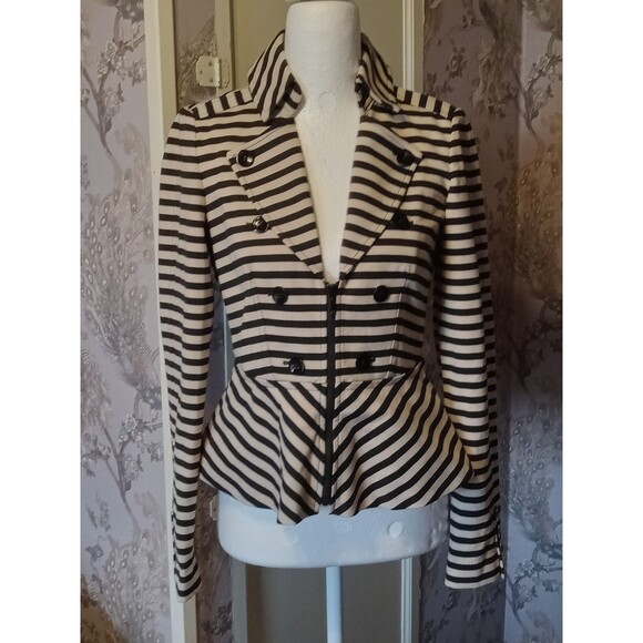 NWOT WHBM Black & White Stripe blazer Size 0 XS - Picture 2 of 13